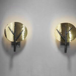 Appliques en laiton martelé et fer battu